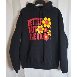 Goat Crew "Better Days Ahead"‎ Hoodie Black Size L Flowers